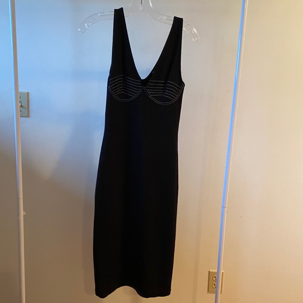 Zara Truf Small Black Embroidered Dress